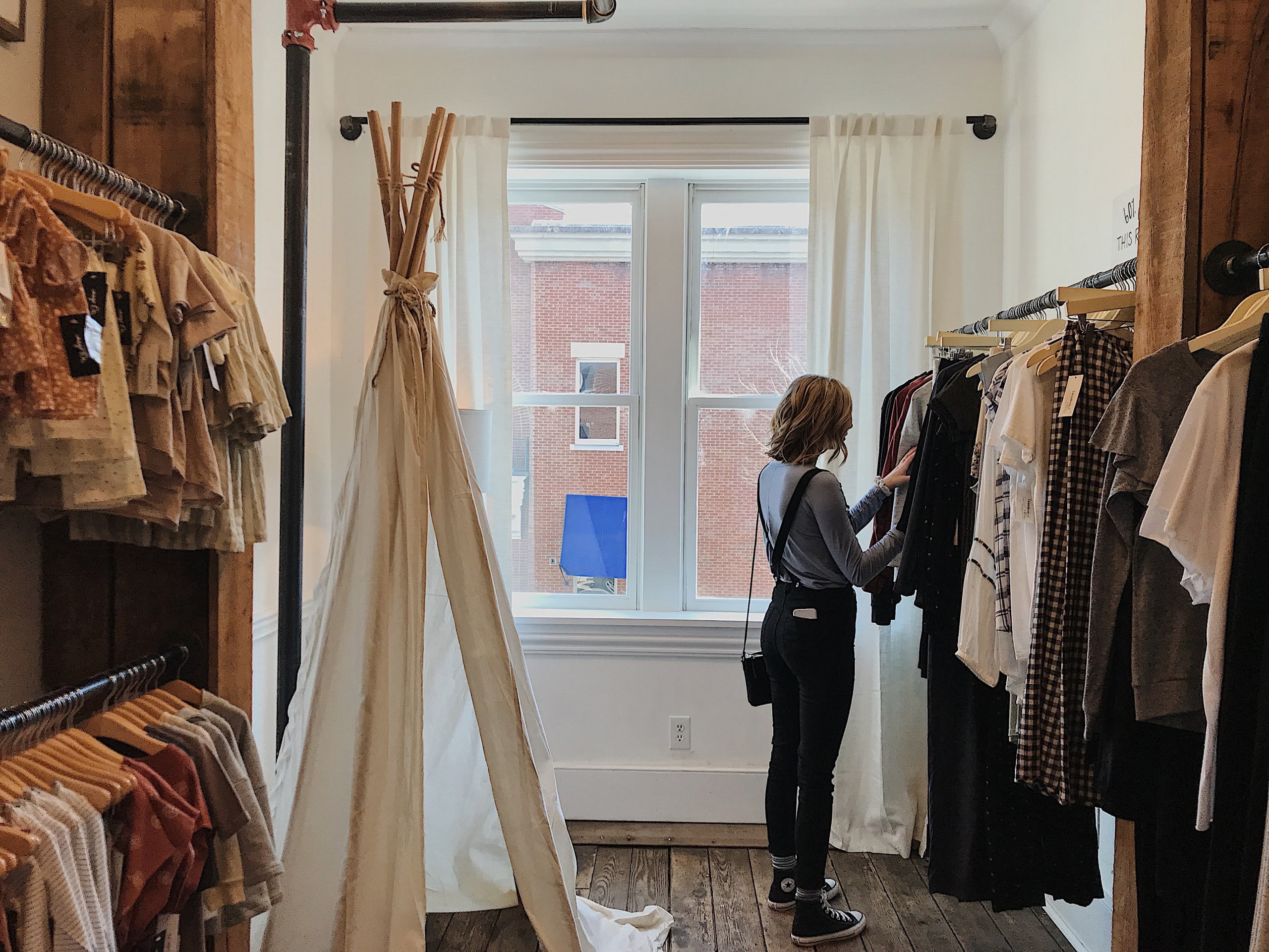 woman in a boutique store